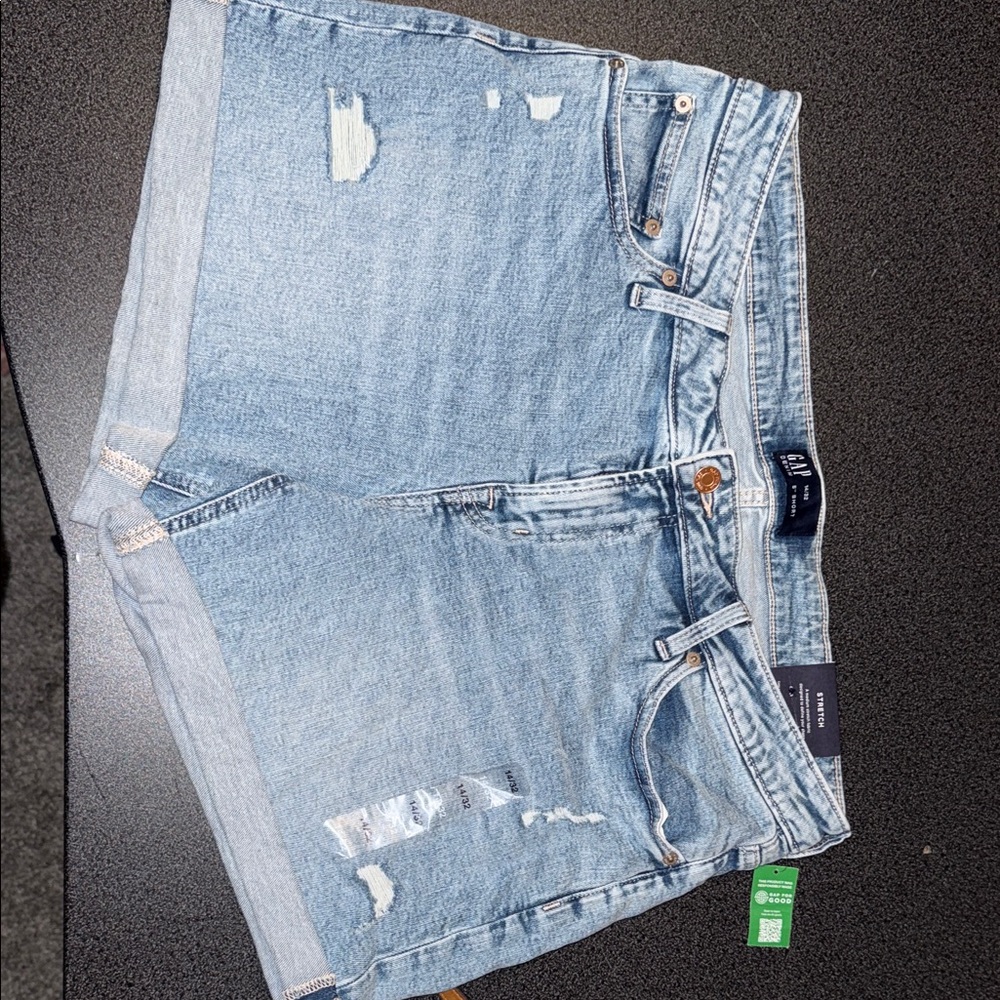 GAP Light Blue Ripped Denim Shorts